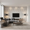 Utsuro Frost | Romo - Living Room Visualization (AI-generated, may not be to scale. Verify pattern scale with product specifications.)