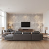 Mizumi Panel Basalt | Romo - Living Room Visualization (AI-generated, may not be to scale. Verify pattern scale with product specifications.)
