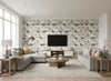 Orimono Lotus | Romo - Living Room Visualization (AI-generated, may not be to scale. Verify pattern scale with product specifications.)