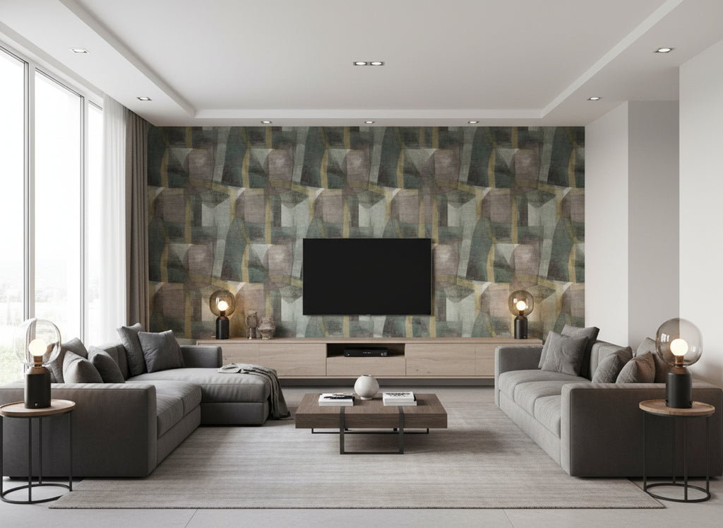 Zalea Jasper | Romo - Living Room Visualization (AI-generated, may not be to scale. Verify pattern scale with product specifications.)