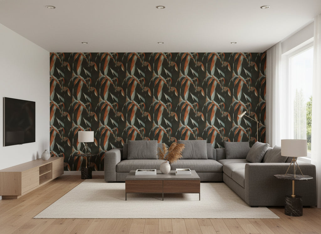 Makona Kaitoke | Romo - Living Room Visualization (AI-generated, may not be to scale. Verify pattern scale with product specifications.)