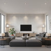 Sieta Silver | Romo - Living Room Visualization (AI-generated, may not be to scale. Verify pattern scale with product specifications.)