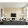 Wakusa Cherry Blossom | Architectural Wallcoverings - Living Room Visualization (AI-generated, may not be to scale. Verify pattern scale with product specifications.)