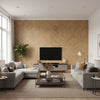 Water Hyacinth Parquet Sandhill Crane | Maya Romanoff - Living Room Visualization (AI-generated, may not be to scale. Verify pattern scale with product specifications.)