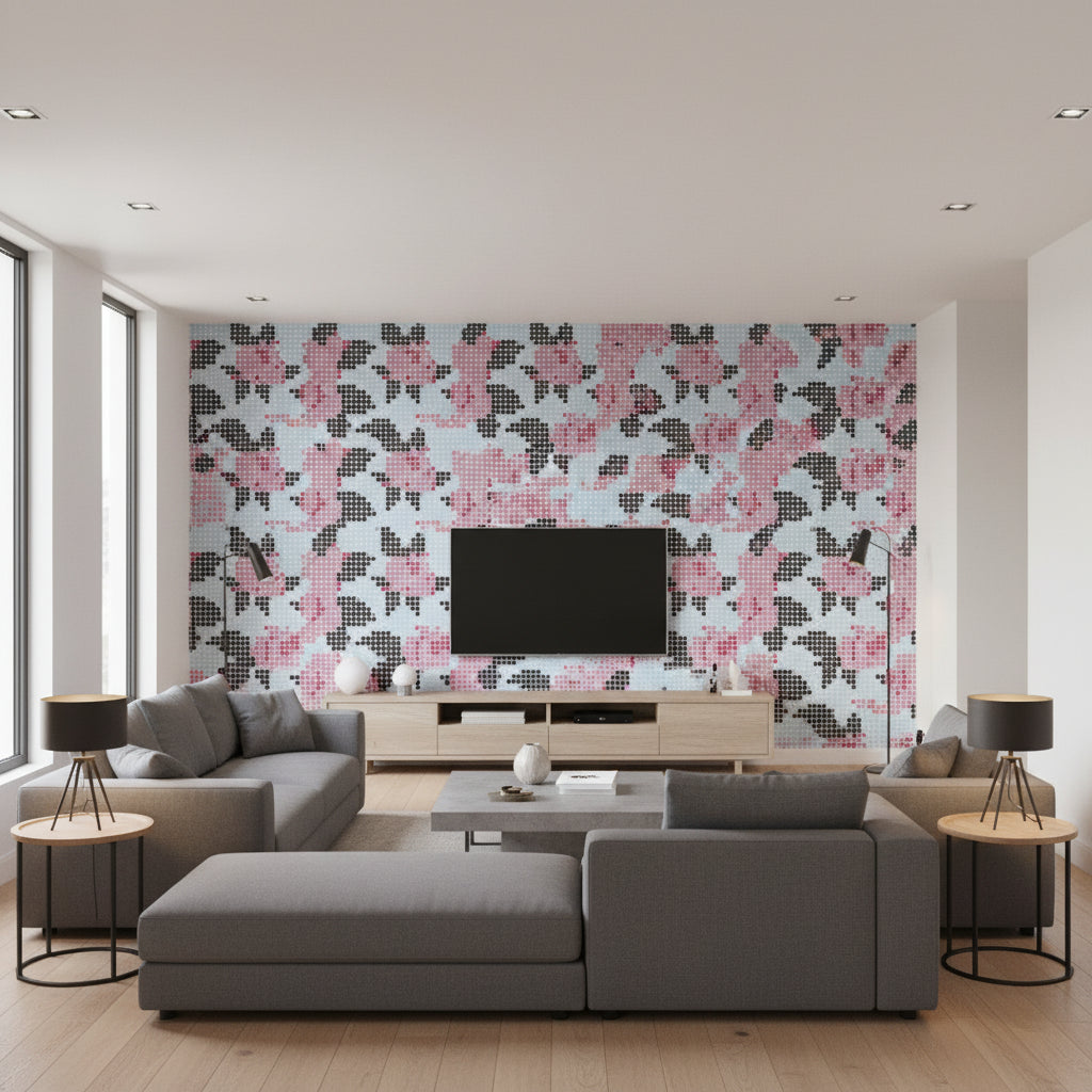 Peg Art Roses Blush | Romo - Living Room Visualization (AI-generated, may not be to scale. Verify pattern scale with product specifications.)