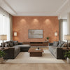 Vandal Wall Mural Sienna | Romo - Living Room Visualization (AI-generated, may not be to scale. Verify pattern scale with product specifications.)