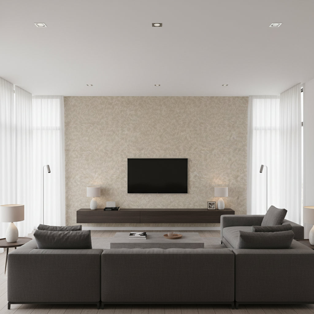 Flash Stone | Romo - Living Room Visualization (AI-generated, may not be to scale. Verify pattern scale with product specifications.)