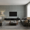 Jagged Roses Teal | Romo - Living Room Visualization (AI-generated, may not be to scale. Verify pattern scale with product specifications.)