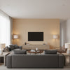 Solid Pink Apricot | Romo - Living Room Visualization (AI-generated, may not be to scale. Verify pattern scale with product specifications.)