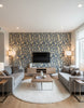 Word Walls - Living Room Visualization (AI-generated, may not be to scale. Verify pattern scale with product specifications.)