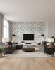 Word Walls - Living Room Visualization (AI-generated, may not be to scale. Verify pattern scale with product specifications.)