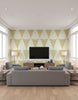 Xara's Retro Geometric - Living Room Visualization (AI-generated, may not be to scale. Verify pattern scale with product specifications.)