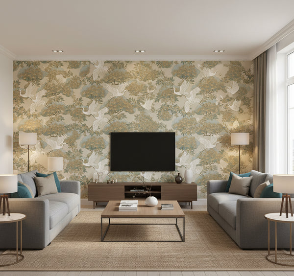 Sprig and Heron Wallcovering - Beige | Ronald Redding
