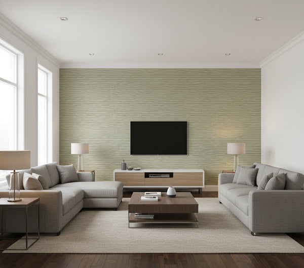 Lotus Weave Wallcovering - Moss | Ronald Redding