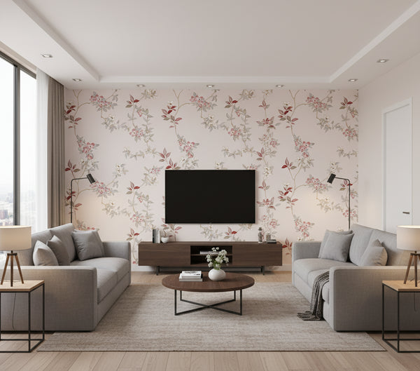 April Blossom Wallcovering - Cream | Ronald Redding