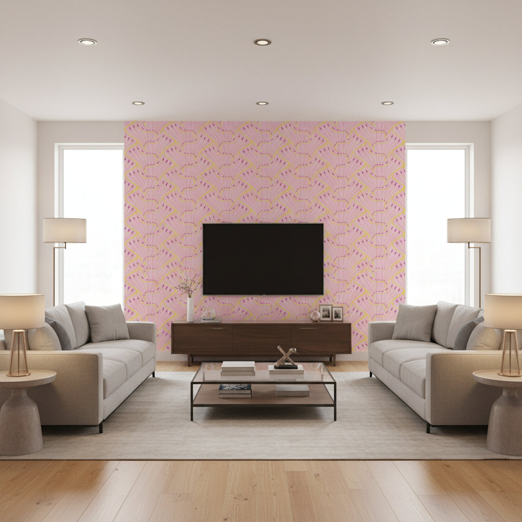 LIEBESFLUGEL - Living Room Visualization (AI-generated, may not be to scale. Verify pattern scale with product specifications.)