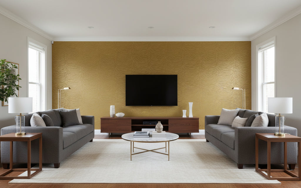 Zoro Zebra - Living Room Visualization (AI-generated, may not be to scale. Verify pattern scale with product specifications.)