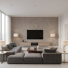 Oolite Foil Smoke | Romo - Living Room Visualization (AI-generated, may not be to scale. Verify pattern scale with product specifications.)