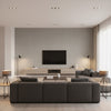 Tantalum Silver Grey | Romo - Living Room Visualization (AI-generated, may not be to scale. Verify pattern scale with product specifications.)