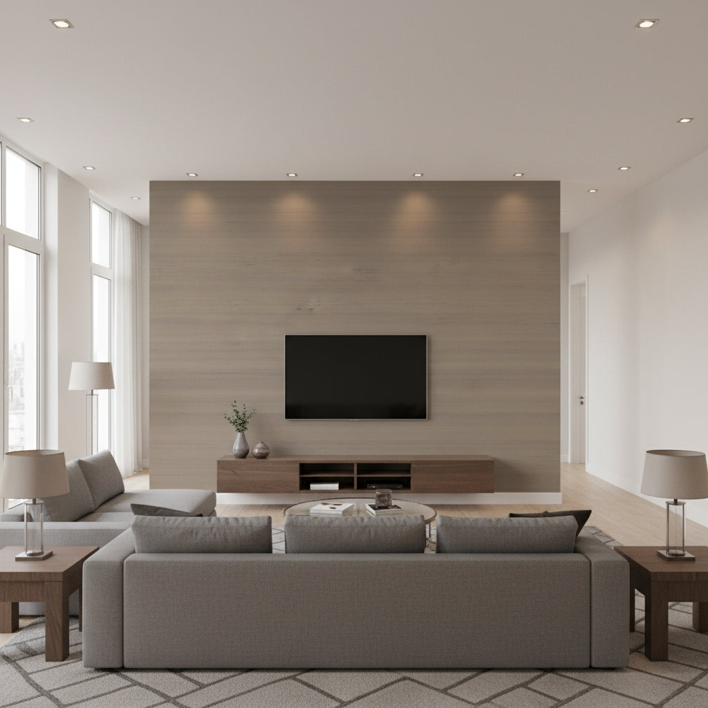Cazenove Mercury | Romo - Living Room Visualization (AI-generated, may not be to scale. Verify pattern scale with product specifications.)