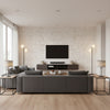 Oolite Matt Stone | Romo - Living Room Visualization (AI-generated, may not be to scale. Verify pattern scale with product specifications.)