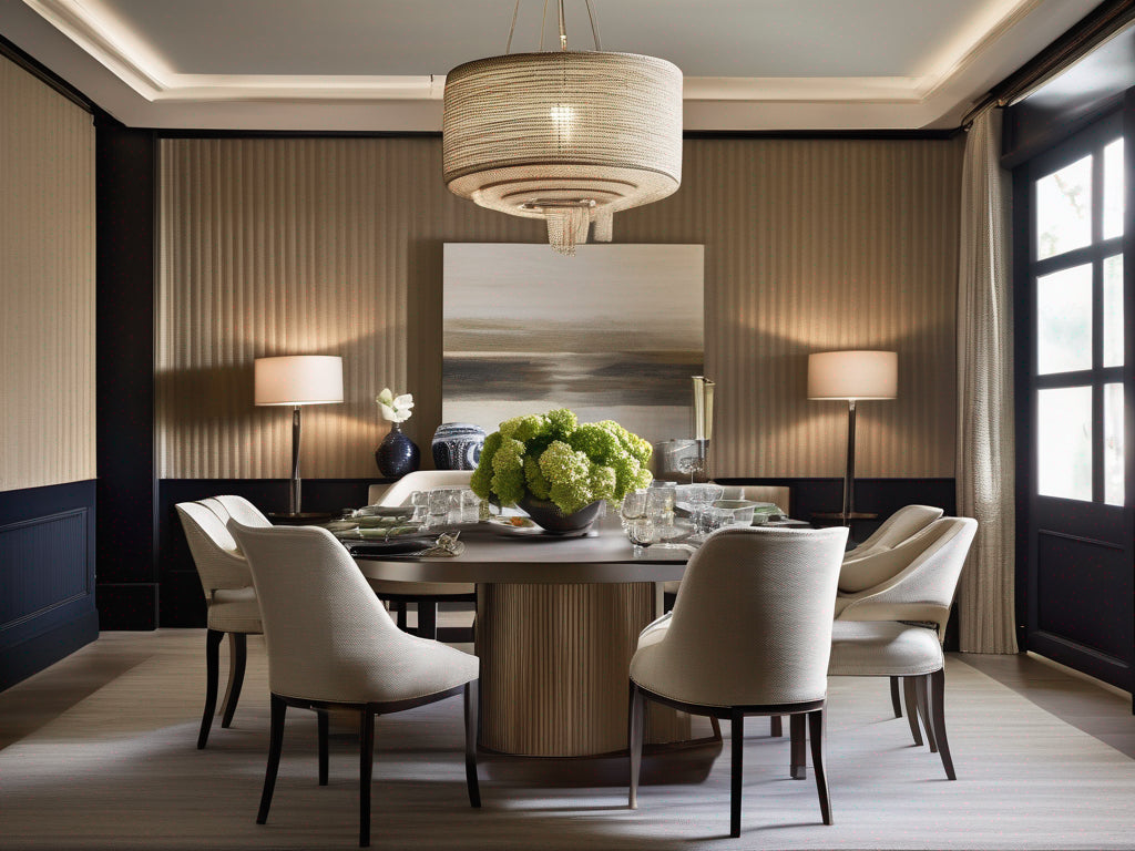 Forlì grasscloth wallcovering in a dining room | Fentucci