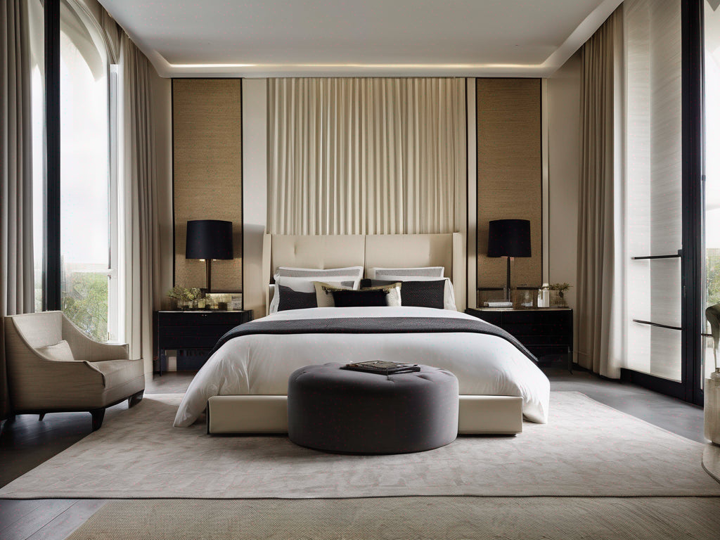 Nuoro grasscloth wallcovering in a bedroom | Fentucci