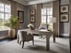 Cinqueterre grasscloth wallcovering in a home office | Fentucci
