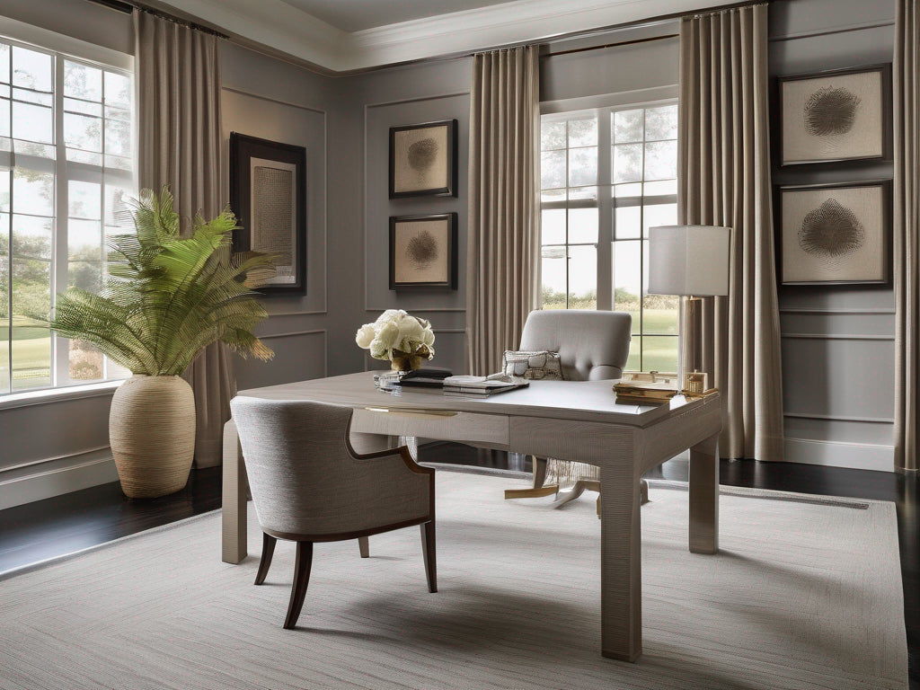 Cinqueterre grasscloth wallcovering in a home office | Fentucci