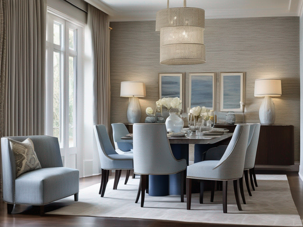 Alba grasscloth wallcovering in a dining room | Fentucci