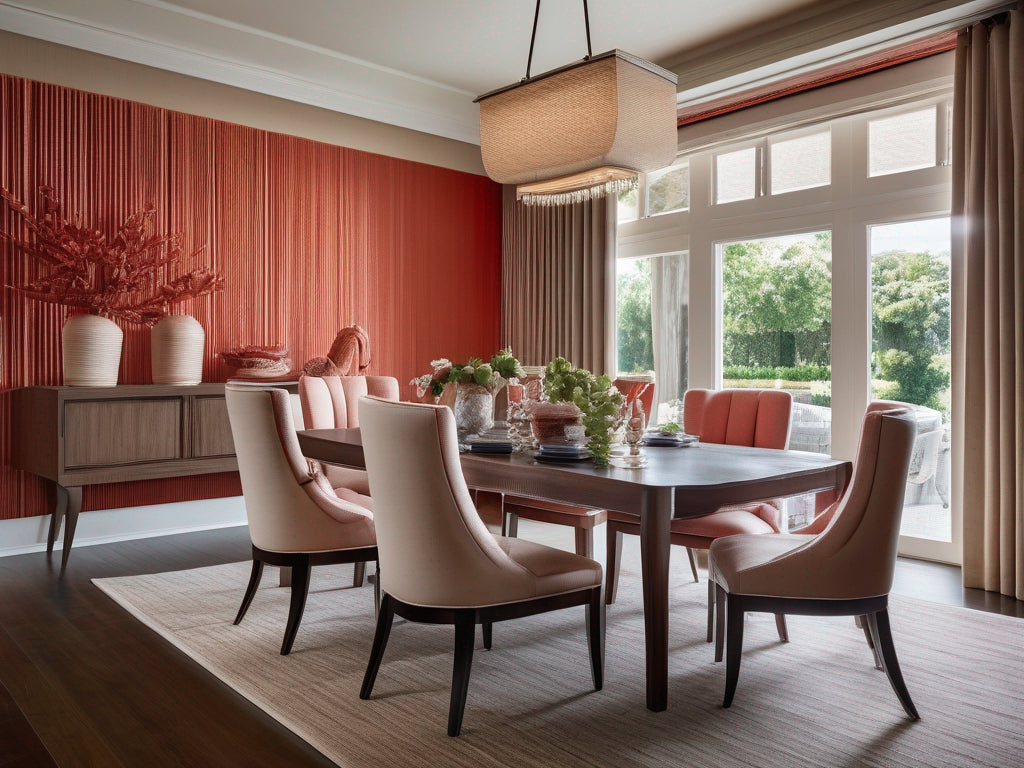 Norcia grasscloth wallcovering in a dining room | Fentucci