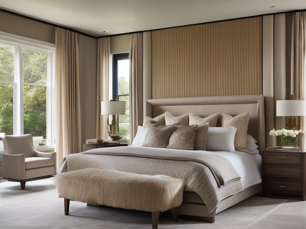 Atrani grasscloth wallcovering in a bedroom | Fentucci
