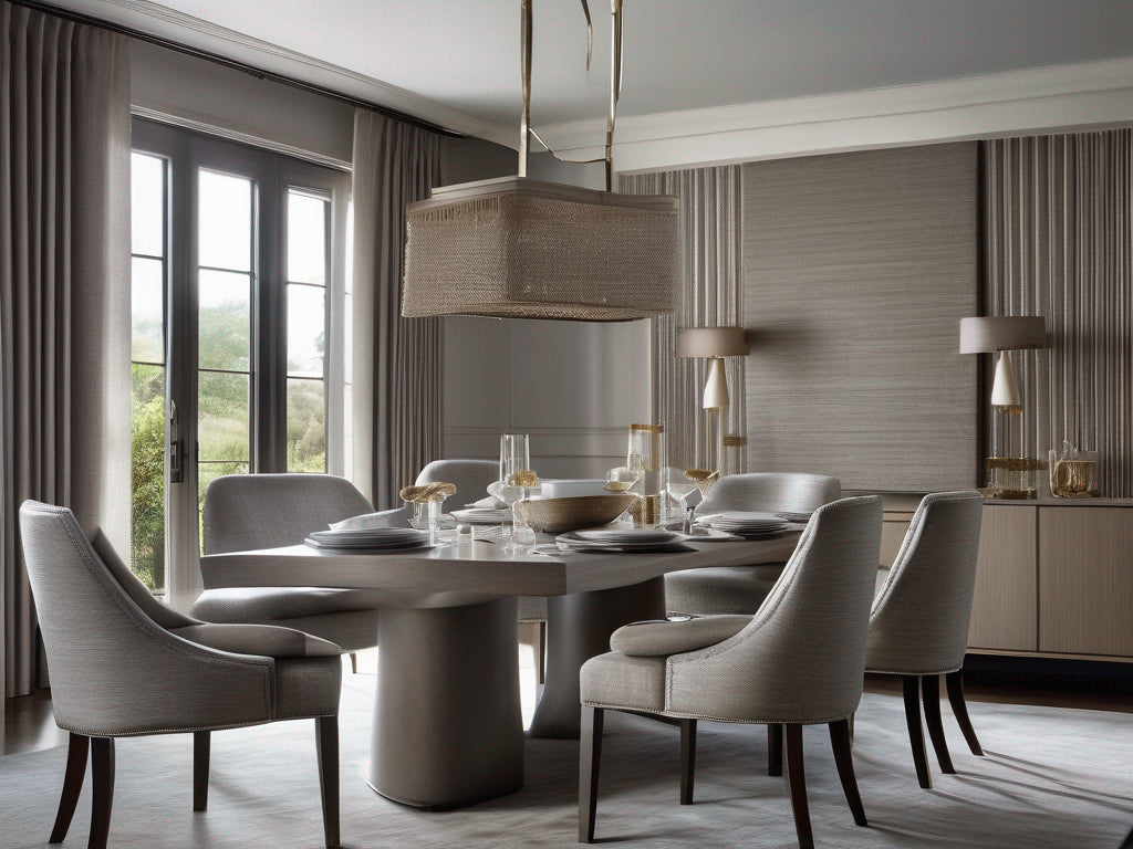 Chioggia grasscloth wallcovering in a dining room | Fentucci