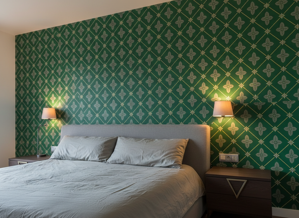 Cromwell Crest 1800's Green and Gold with Leaf Crest Traditional | Architectural Wallcoverings