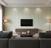 Crowley's Crocodile Animal Skin Emboss — Aqua, shown in a living room