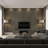 Crowley's Crocodile Animal Skin Emboss — Charcoal, shown in a living room