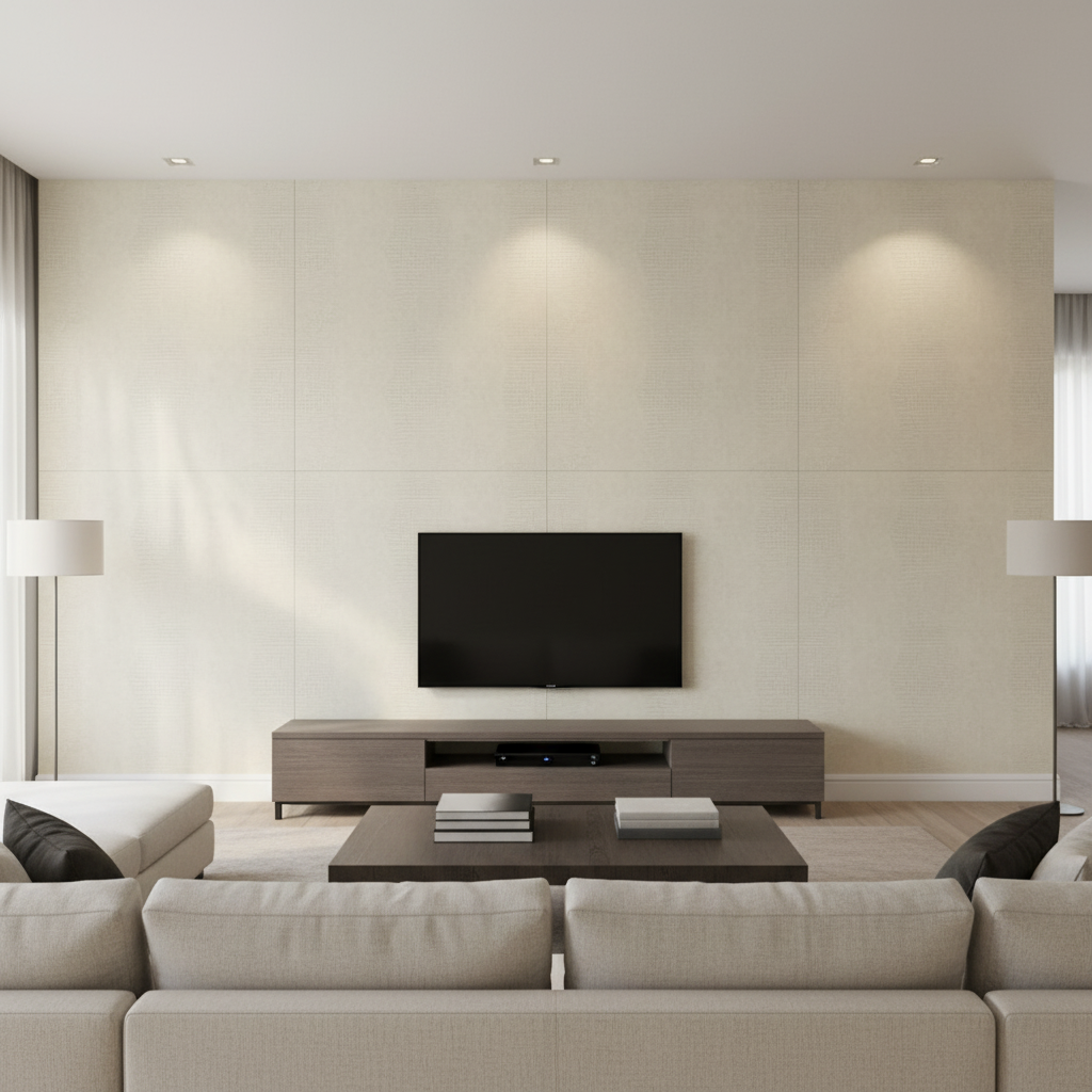 Crowley's Crocodile Animal Skin Emboss — Grey, shown in a living room