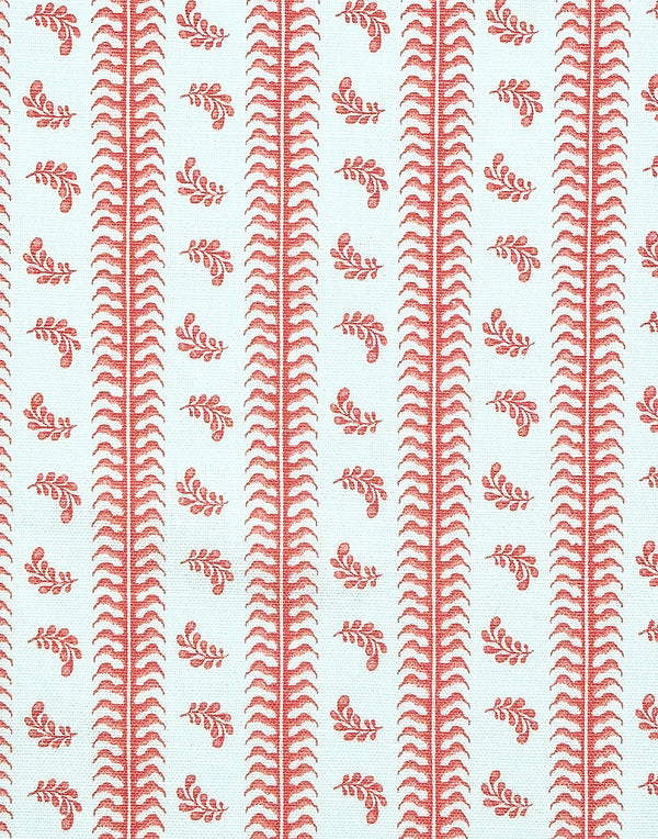 Montclair Stripe, Rose on White Linen Cotton Wallcoverings | Quadrille