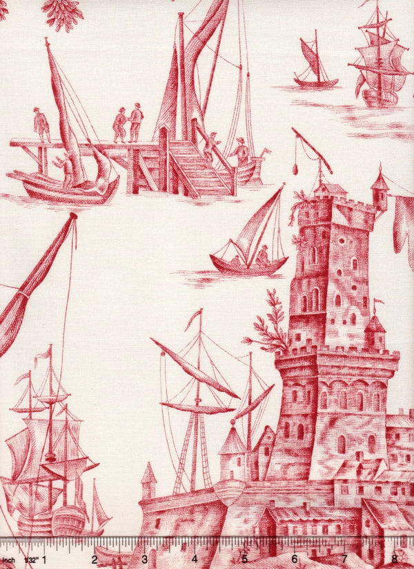 Les Pecheurs Toile, Rouge Wallcoverings | Charles Burger