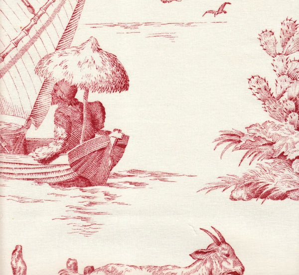 Robinson Crusoe Toile, Rouge Wallcoverings | Charles Burger