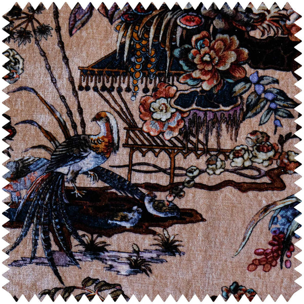 Sacred Pheasants Rose  fabric | Coordone Europe