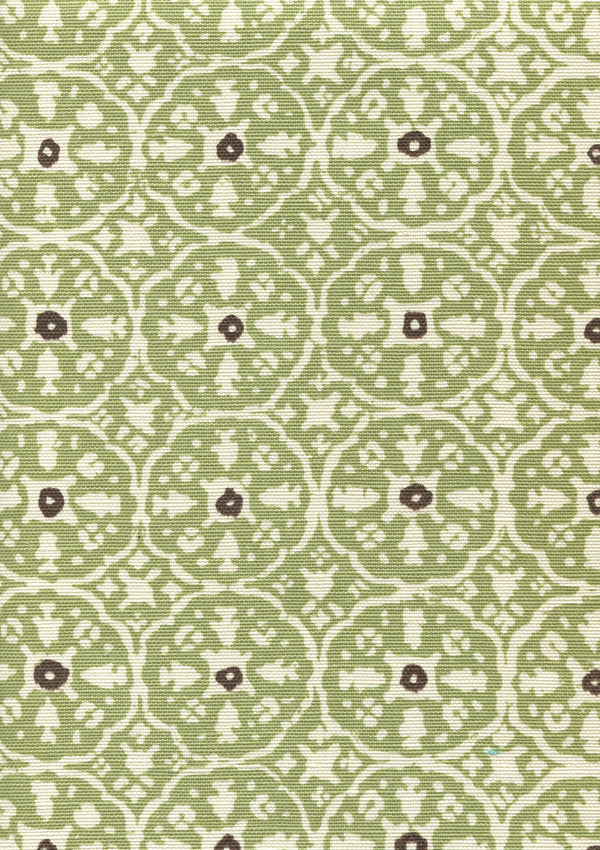 Nitik II Sage Green Brown on tint Screen Printed Fabric | China Seas