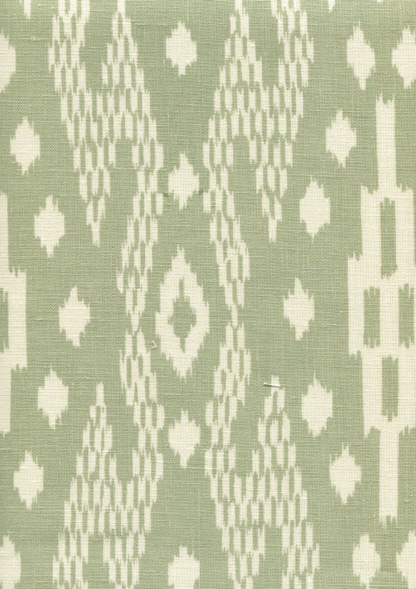 Andros Batik Sage on Tinted Linen Screen Printed Fabric | China Seas