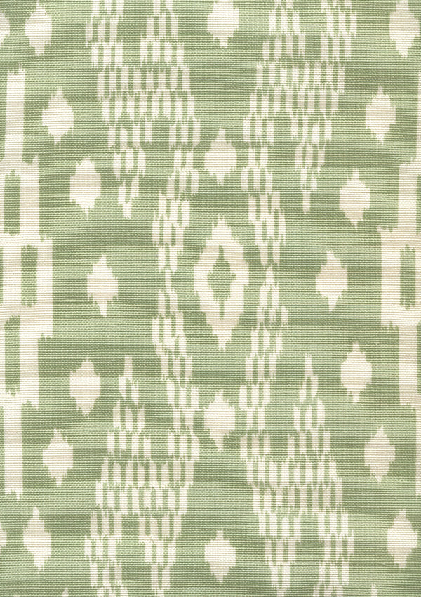 Andros Batik Sage on Tinted Linen Cotton Screen Printed Fabric | China Seas