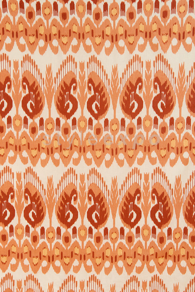 Petra Ikat, Salmon / Cinnabar / Yellow on Linen