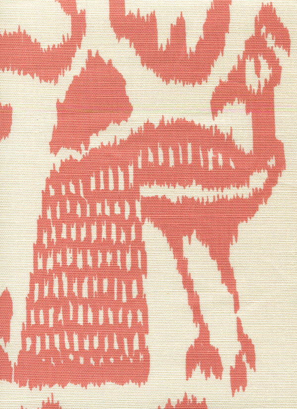 Bali Isle Salmon on tinted linen Screen Printed Fabric | China Seas