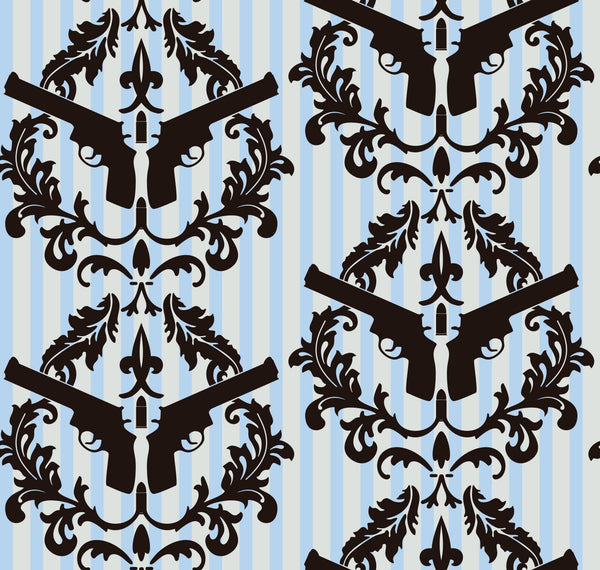 Thug Stripe - Blue Cream Gun Wallcovering Retro | Architectural Wallcoverings