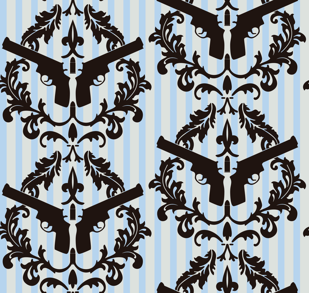 Thug Stripe - Blue  Cream Gun Wall Paper Wallcovering | DW Bespoke Studios