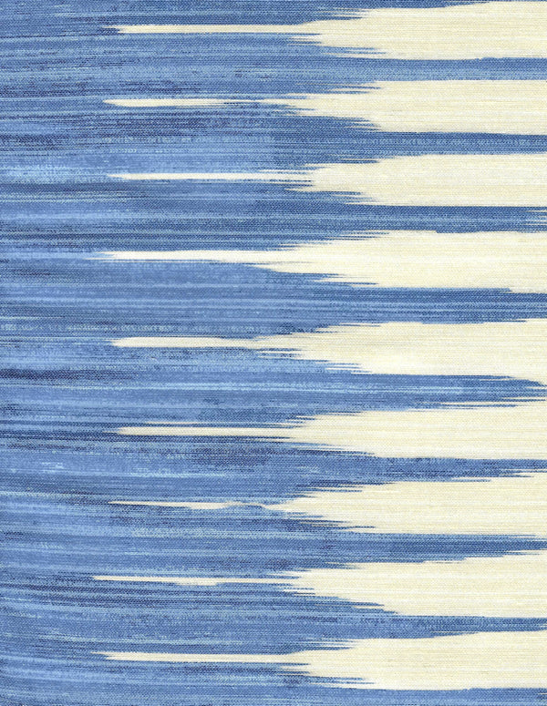 Ikat Stripe Two Color, Sea Blue / Pale Ivory Wallcoverings | Quadrille
