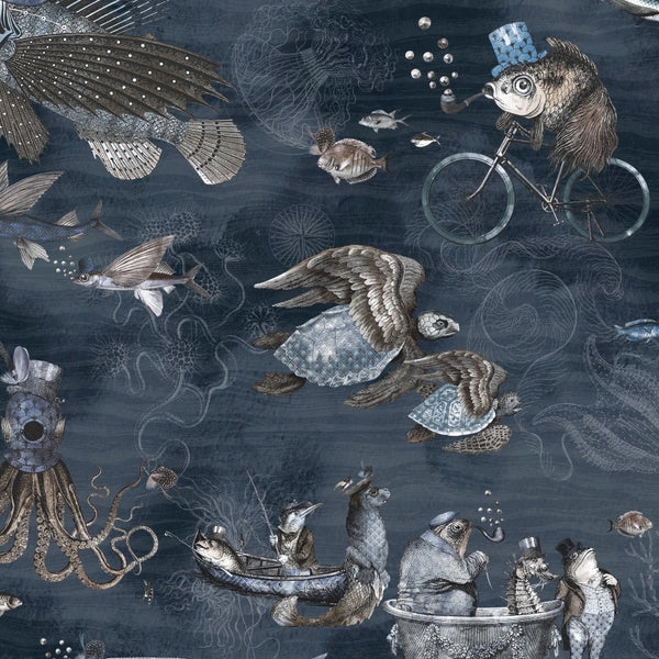 Sea Life Navy Wallpaper | Brand McKenzie
